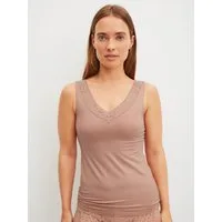 CALIDA Tanktop Natural Comfort Lace elastisch, V-Ausschnitt, weiche Spitze, breite Träger