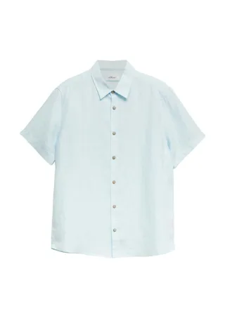 s.Oliver Red Label - Regular Fit: Leichtes Leinenhemd mit Kentkragen blau - Gr. - XL
