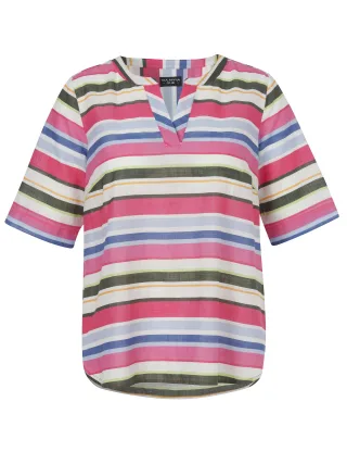 VIA APPIA DUE - Bluse V-Ausschnitt 1/2 Arm Druck flamingo multicolor - Gr. - 52