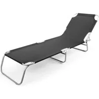 BigDean Gartenliege Sonnenliege klappbar 150 kg belastbar mit verstellbarer Rückenlehne, Packung, 1 St., Liege/n, Hochwertiger Stahlrohrrahmen, Polyester bespannung, 4kg leicht