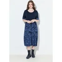 Ulla Popken Midikleid Jerseykeid Lagenoptik A-Linie Rundhals Halbarm
