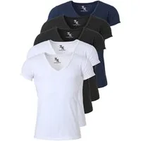 Young & Rich T-Shirt Herren Uni Basic 1315 extra tiefer Ausschnitt 5er Pack (5er-Pack, 5-tlg., 5er-Pack) V-Ausschnitt unifarben kurzarm slim fit