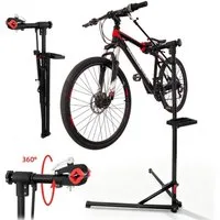 SunJas Fahrrad-Montageständer Fahrradmontageständer 360° drehbar höhenverstellbar:94-157cm (mit Werkzeugablage – klappbar & höhenverstellbar, bis 30 kg belastbar), für MTB, Rennrad, E-Bike
