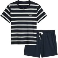 Marc O'Polo Shorty Mix N Match Cotton (2 tlg) mit gestreiftem Oberteil, Rundhalsausschnitt und kurzem Arm
