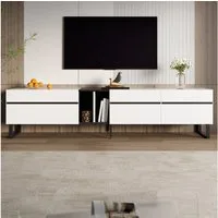 Merax Lowboard TV-Möbel Fernsehschrank aus Holz (für Wohnzimmer/Gästezimmer/offene Wohnkonzepte, 1 St., 180 cm x 38 cm x 45 cm), TV-Schrank mit Klappfach, Doppeltüren, Stauraum & verstellbaren Füßen