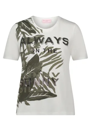 so cosy - T-Shirt mit grafischem Frontprint und Halbarm grün/weiß - Gr. - 42