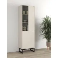 OTTO home Vitrine Loft, Höhe 180 cm, moderne Standvitrine mit 2 Türen, Metallkufen Hochschrank mit viel Stauraum, Glastür und verstellbaren Einlegeböden