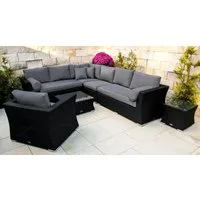 Ragnarök Möbel-Design Gartenlounge-Set Lounge Set Wotan, (Set, Ecksofa, Alu, Polyrattan), integrierte Kopfstützen in den Sitzflächen, extra Breite Armlehnen
