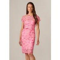 Adrianna Papell Midikleid Illusion Embroidered Midi Dress Aufwendig besticktes Etuikleid mit Blumenmuster