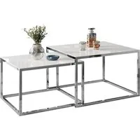Lookway Couchtisch YOSHI GLASS 2in1 Chromgestell mit Glassplatte (2er-Set), Breite: 70 cm und 60 cm