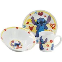 Lilo & Stitch Kindergeschirr-Set Disney Lilo und Stitch Heart Porzellan-Essgeschirr, Mikrowellengeeignet, spülmaschinenfest