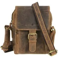 Greenburry Umhängetasche "Vintage" Leder Schultertasche 16x21cm antik braun, used Look Stil