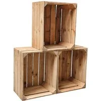 Teramico Holzkiste Holzkisten Obstkisten Vintage 50 x 40 x 30cm 3er Set, Vintage Obstkiste