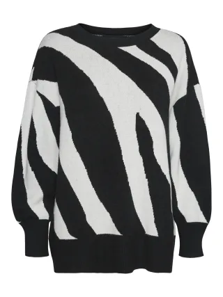 VERO MODA - VMNANCY LS O-NECK LONG PULLOVER BOO Black - Gr. - L