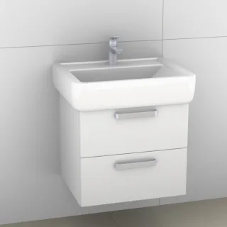 Artiqua 413 Waschtischunterschrank für Renova Plan 222261, 222262 Weiß Glanz, 413-WU2L-K57-7050-68 413-WU2L-K57-7050-68