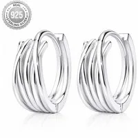 Taffstyle Paar Creolen Ohrringe 925 Sterling Silber Creolen Mehrreihig Klappcreolen Elegant (Elegante Zeitlose Silber Creolen mit moderner Mehrfachoptik - Geschenkidee für Frauen)