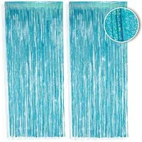 PHENO FLAGS Flagge 2 Stück Lametta Vorhang - Deko, Lametta Girlande für Ihre Party, Funkelnden Metallic-Look