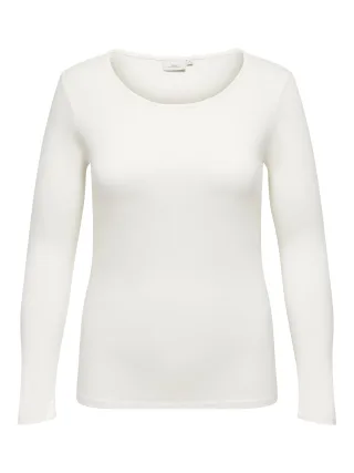 ONLY CARMAKOMA - CARLONNY L/S O-NECK TOP JRS Cloud Dancer - Gr. - M-46/48