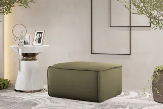 Polsterhocker Designerhocker CELES PREMIUM 105x105 cm Stoff Opera Velvet Oliv...