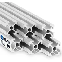 KLAK Profil KLAK 20 - 6x Aluprofil 20x20mm 2m System-, Montageprofil Typ-I Nut 6 (Set, 6er)