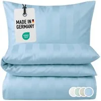 Carpe Sonno Bettwäsche Damast 135x200 155x220 Streifen Baumwolle elegante Hotel Bettwäsche, Damast, 2 teilig, Klassische Bettwaren Allergiker Bettbezug Set Reißverschluss