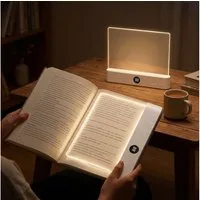 Rosnek LED Leselampe Buchlampe dimmbar mit Timer & 3 Lichtfarben, LED fest integriert, 1200 mAh, transparente Lichtplatte für Bett, Sofa, Büro & Reisen