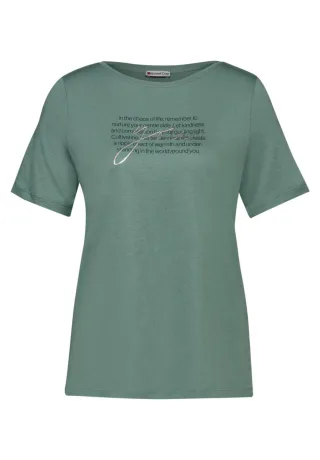 Street One - T-Shirt mit Wording grün - Gr. - 34