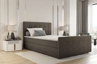 Boxspringbett Schlafzimmerbett MARKOS 160x200cm Stoff Soro Taupe inkl. Topper