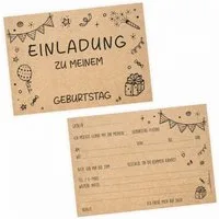 nikima Einladungskarten 10 Einladungskarten zum Kindergeburtstag Kraftpapier inkl. Umschlag