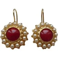 Mugello Paar Ohrhänger Angelica Koralle nostalgisch altmodisch Retro klassisch chic, Handarbeit aus kleiner florentinischen Manufaktur, Vintageschmuck