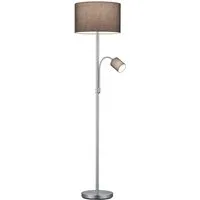 TRIO Leuchten LED Stehlampe mit Leselampe & Stoffschirm Höhe 170cm, Dimmfunktion, LED wechselbar, Warmweiß, Designklassiker Steh-Leuchte groß für Lese-Ecke stehend