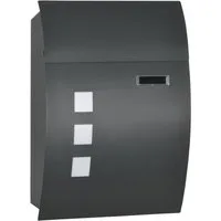 HOMCOM Briefkasten mit Deckel, Schloss, Sichtfenster, Wasserloch (Postkasten, 1-St., Wandbriefkasten), aus Verzinktem Stahl, für Outdoor, 32 x 10 x 45 cm, Dunkelgrau