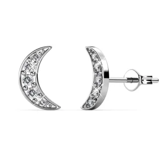 Halbmond-Ohrringe - Silber und Kristall