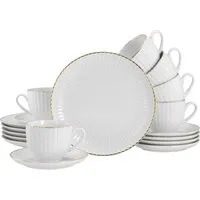 CreaTable Kaffeeservice Allegra Goldband, Service 18-tlg. (18-tlg), 6 Personen, Porzellan, Klassisch, Elegant, Von Hand gemalter Goldrand