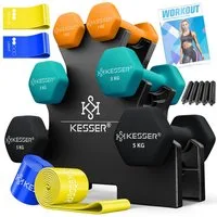 KESSER Hantel-Set, (18 kg Set 2 x (1+3+5)kg), Kurzhantel Gymnastikhanteln mit Ständer Aufbewahrung