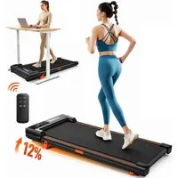 kehot Laufband Walking Pad Laufband 1–6 km/h mit 12% Steigung & LED Display (Ultraflaches Design nur 10 cm Höhe für Homeoffice & Zuhause, 2-Stufen-Steigung für intensiveres Walking & tägliches Cardio), Kompakt & platzsparend mit Fernbedienung bis 100
