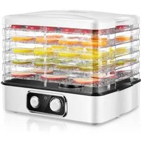 FOHERE Dörrautomat Fruchtrockner mit 5 Tabletts, 35-70°C Temperatur Einstellbar 240 W, 5 Etagen, langlebiges Material, einfache Reinigung