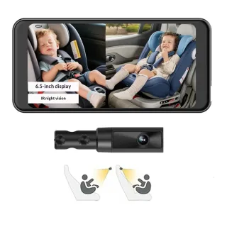 6.5 inch Touchscreen 2K/1080P HD Night Vision Babymonitor 1/2 Channel Dash Cam Car Baby Monitor