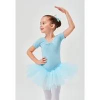 tanzmuster Tüllkleid Ballett Tutu Nele mit Glitzersteinen Kurzarm Ballettkleid aus weicher Baumwolle mit Tüllrock für Mädchen