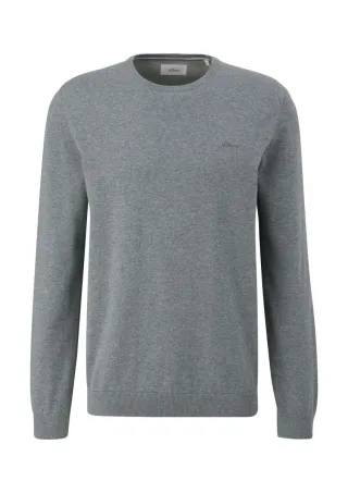 s.Oliver Red Label - Strickpullover mit Logo-Stickerei grau - Gr. - 3XL