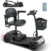 LVHOM Elektromobil faltbar Seniorenmobil, 4-Rad-Elektroroller, Rw. 25km, 12Ah, 250 W, 6 km/h, (abnehmbar Blei-Säure-Ionen Batterie + Handy-Ladeanschluss + vorderer Aufbewahrungskorb + abnehmbar/atmungsaktiv/höhenverstellbarer Sitz + verstellbarer Len