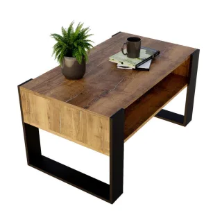 Mat-Haus Couchtisch, Alteiche, Schwarz, Holz, 92x45x53.6 cm, Wohnzimmer, Wohnzimmertische, Couchtische
