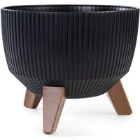 KONZEPT Blumentopf Pflanzschale 24/29cm Blumentopf mit Füßen, mit Wasserabfluss-Einsatz, wetterfest & UV-beständig, Übertopf für Innen & Außen
