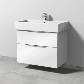 Sanipa 3way Waschtischunterbau zu Duravit Vero Waschtisch mit 2 Auszügen, Weiß-Glanz UF71778