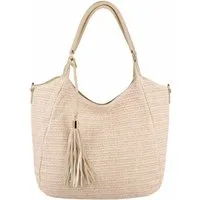 ITALYSHOP24 Schultertasche DAMEN TASCHE Strohtasche Shopper Tote Geflecht Häkeltasche Weekender, Boho Beuteltasche Leder Optik Sommer Basttasche Hobo Strand Urlaub