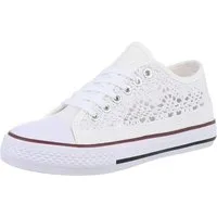 Ital-Design Bequeme Freizeit Sneaker für Damen und Herren Sneaker (89091950) Flach Sneakers Low in Weiß
