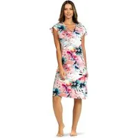 Ascafa Strandkleid Beach (Packung, 1-tlg., 1-teilig) Damen 100cm Sommerkleid tropischer Blumenprint Strandmode