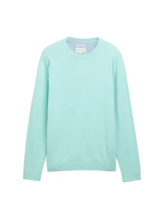Tom Tailor - Basic Strickpullover aus Baumwolle soft mint green melange - Gr. - XXXL