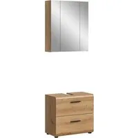 welltime Badmöbel-Set FLORENZ, 2-teilige Badkombination, hochwertige MDF-Front, (Set, 2-St., bestehend aus: 1 Waschbeckenunterschrank, 1 Spiegelschrank), Bad-Kombination, Bad-Möbel, Badezimmer, Kombination, Kombi