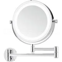 DEUSENFELD Kosmetikspiegel Batterie LED Doppel Wand Kosmetikspiegel WL5CB (Doppelgelenkarm), LED Beleuchtung, 5x-Vergrößerung + Normal, für 4xAAA Batterien